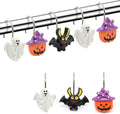 Shower Curtain Hooks,12PCS Halloween Decorative Shower Curtain Rings