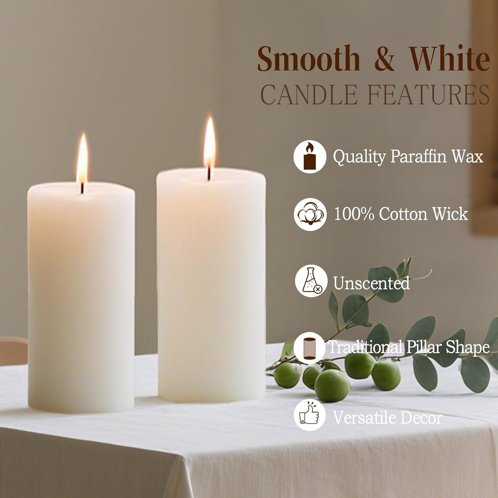 Pillar Candles White 20 Pack, 2x4 Inch Unscented Bulk