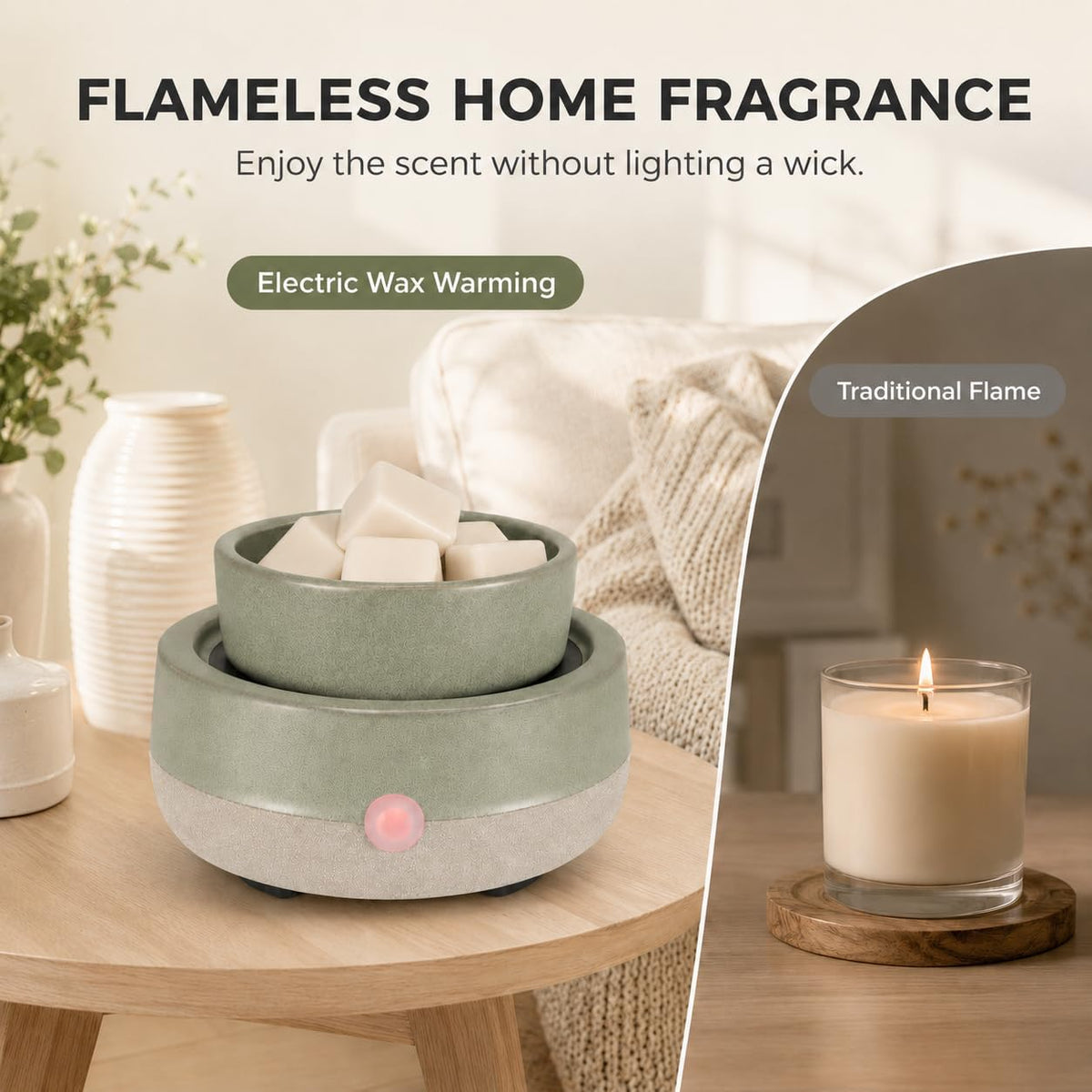 Candle Wax Melt Warmer with Timer Ceramic Electric Wax Melt 4-in-1 Oil Burner Adjusting Temperature Fits Yankee Large Jar Scented Candle for Home Decor Birthday Gifts for Women Mom Grandma Girls Green