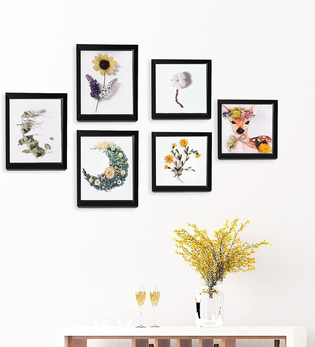 Small Shadow Box Frame 5x5, Wood with Plexiglass, Display Case Box for Memorabilia, Medal, Crafts,Tickets and Photos, Picture Frame for Wall and Tabletop (Black, 5x5)