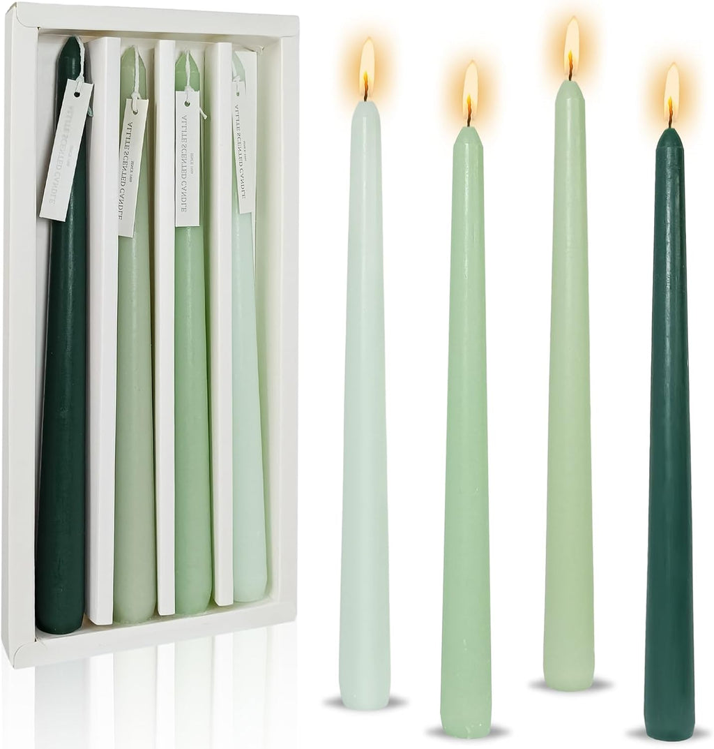 Candlesticks Long Taper Candle,Green Tea Scented 10 Inches Gradient Green Candle Sticks Smokeless Tapered Candles for Home Décor Holiday Gifts