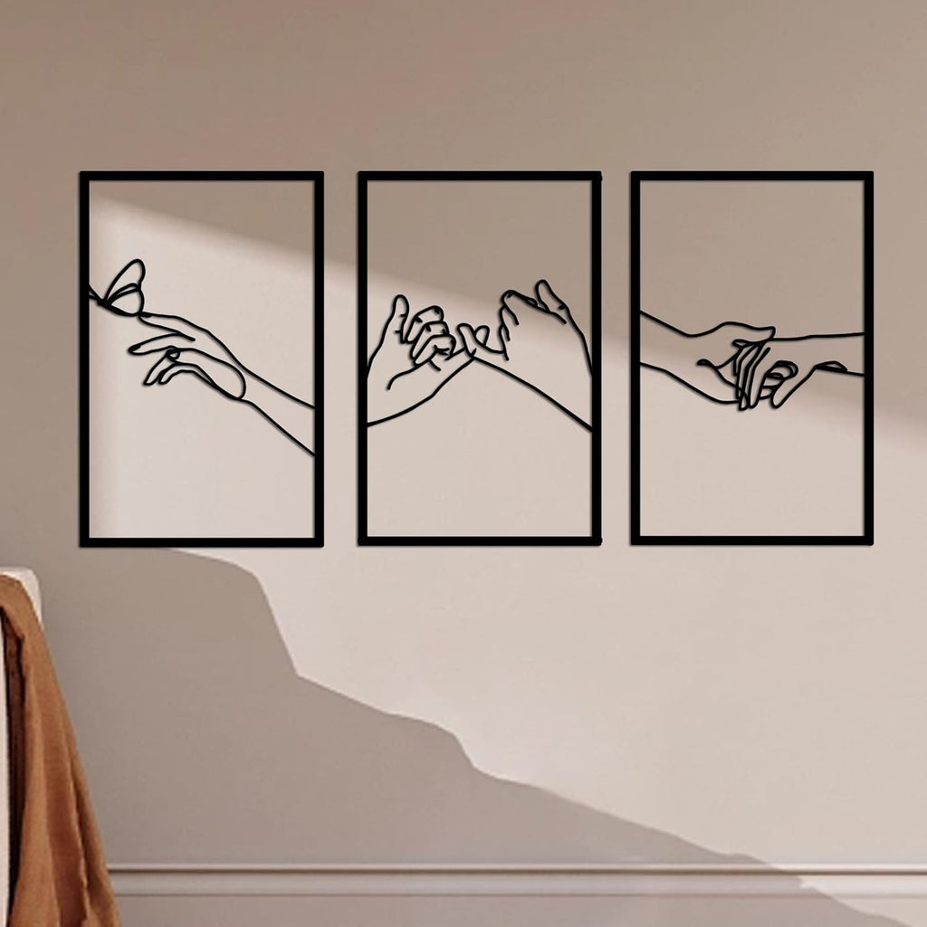 Minimalist Lines Female Body Hand Shape Metal Wall Art Decor,Modern Abstract Line Home Wall Sculptures, Accent Women Hanging Wall Sign for Bedroom Living Room Kitchen Decor
