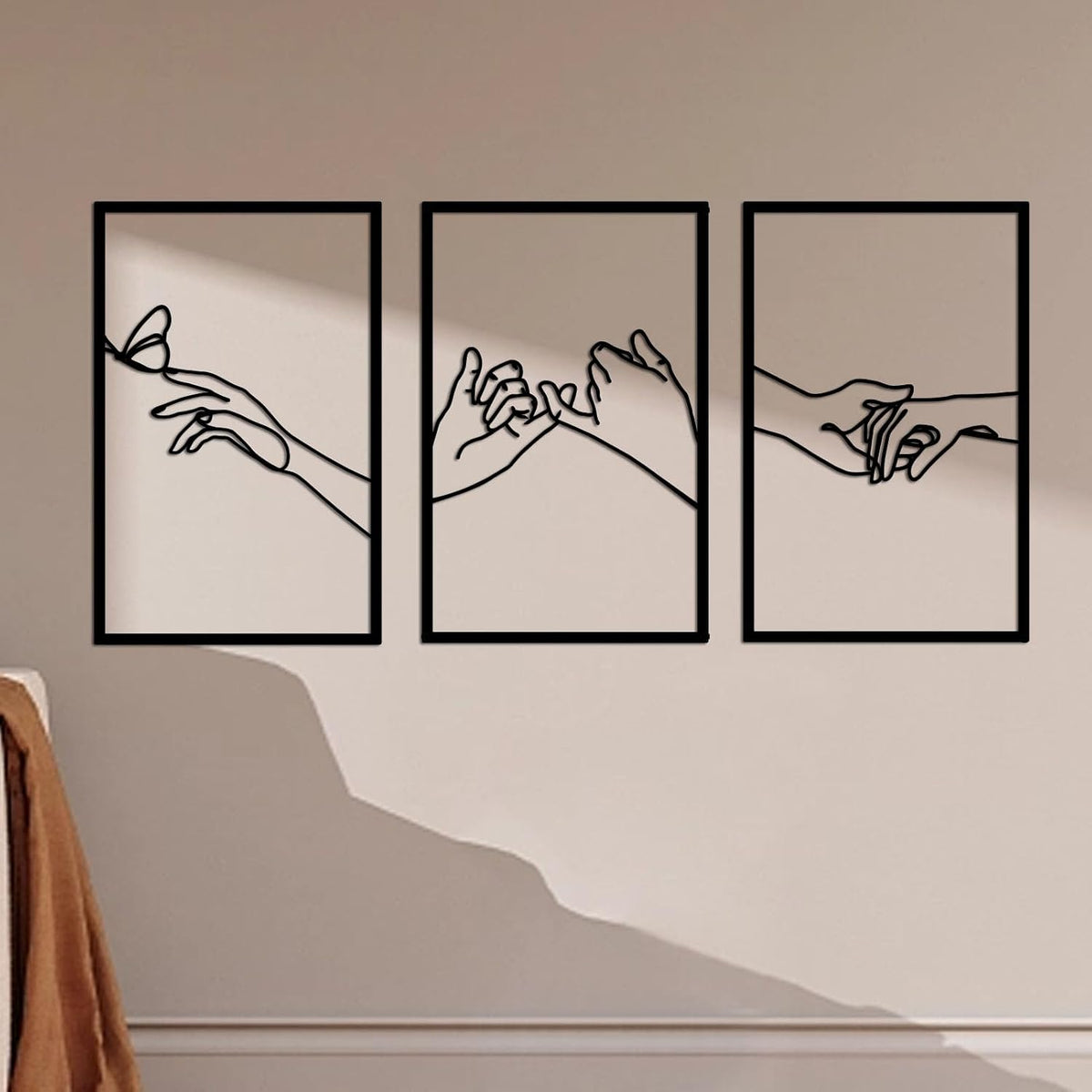 Minimalist Lines Female Body Hand Shape Metal Wall Art Decor,Modern Abstract Line Home Wall Sculptures, Accent Women Hanging Wall Sign for Bedroom Living Room Kitchen Decor