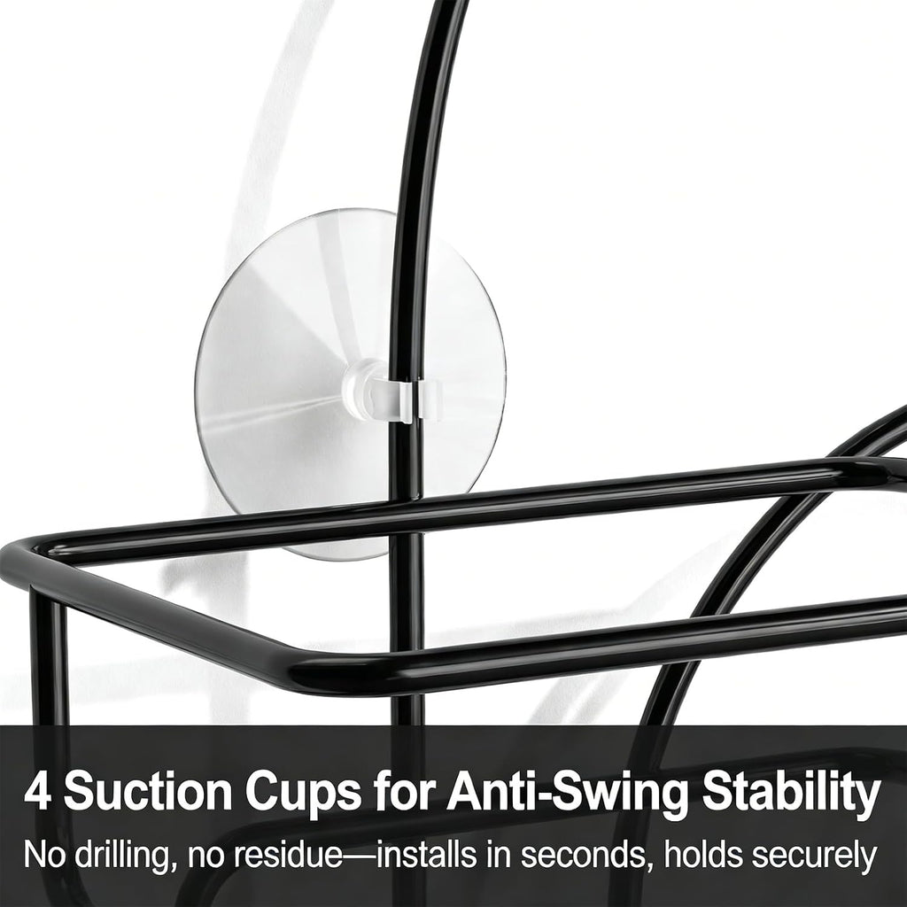 SRIWATANA Shower Caddy Hanging, Shower Organizer with Razor Hooks, Black