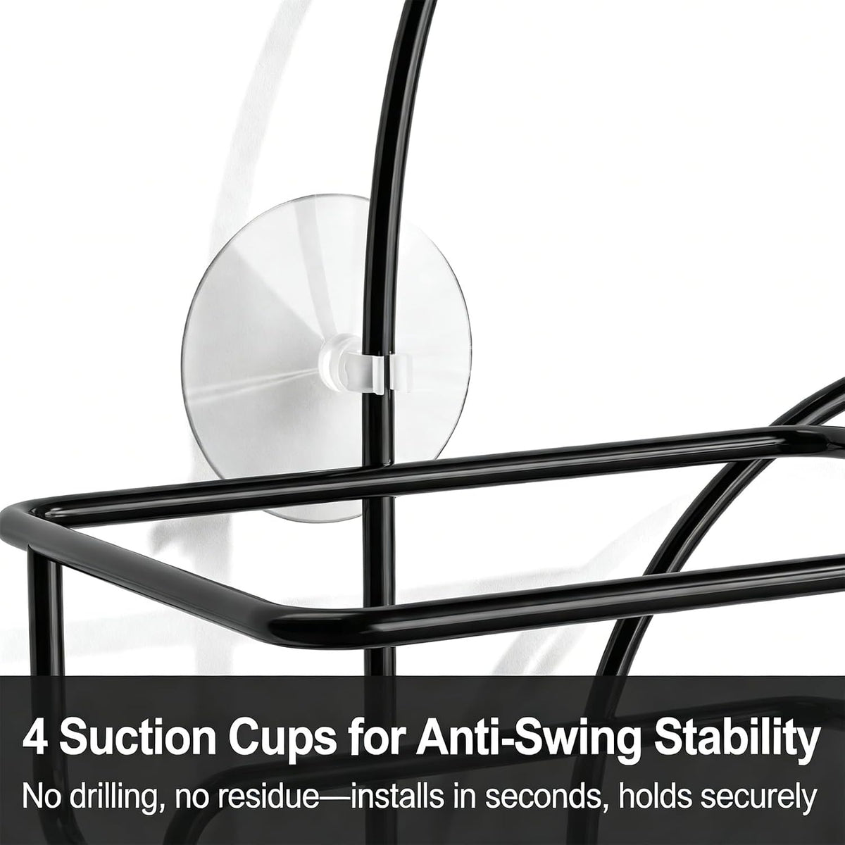 SRIWATANA Shower Caddy Hanging, Shower Organizer with Razor Hooks, Black