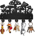 MAYJOYDIY Mushroom Coat Rack Wall Mounted Wildflower Meadow Wood Key Hooks for Wall 11.8×7.9inch Black Key Holder Hanger Wall Art Decor with 5 Alloy Hooks for Gift Hallway Entryway Kitchen