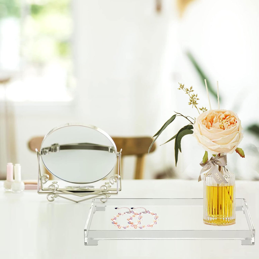 Vanity Bathroom Tray Acrylic Clear Rectangle Decorative Organizer, Large