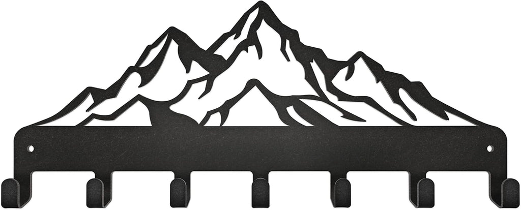 Key Holder – Steel Metal Wall Hanger with Hooks for Keys, Cars & Home | Mountains Design | Rent-Friendly with Strong Adhesive Layer | for Apartment, Garage & Entryway