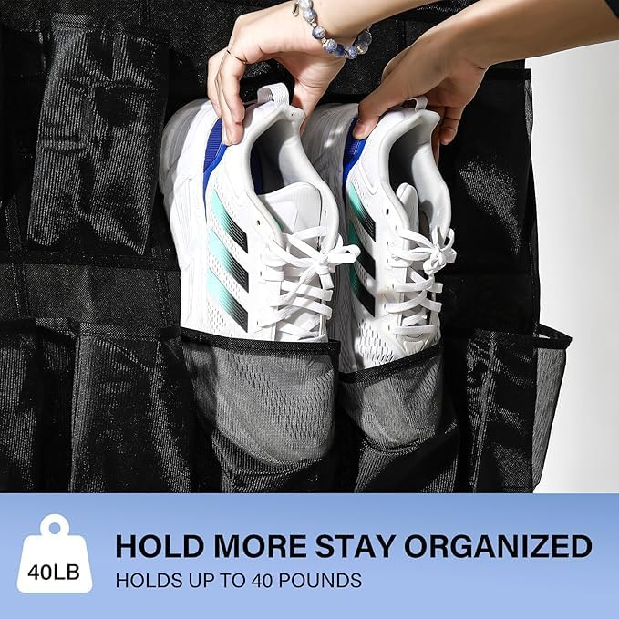 28 Mesh Pockets Hanging Over the Door Shoe Organizer, （Gery）