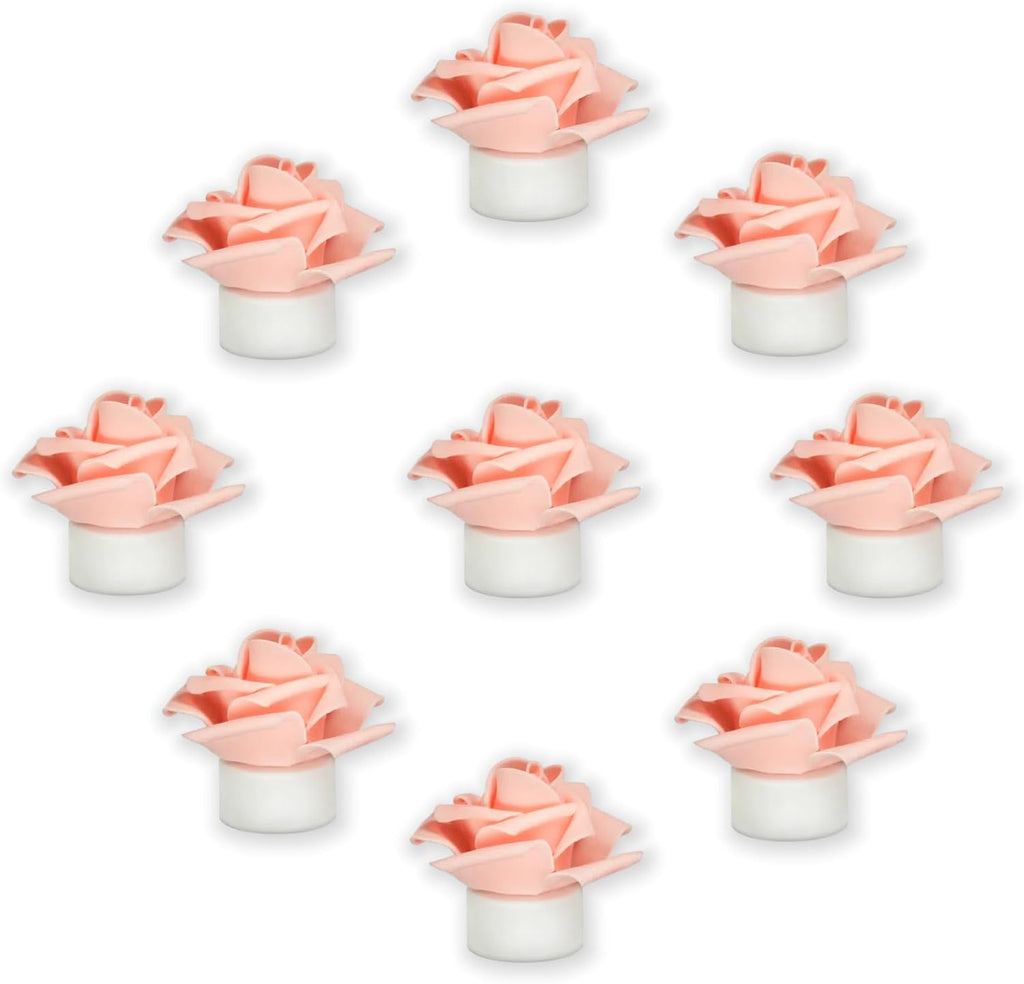 SupBri 12 Pack Led Tea Lights with Artificial Pink Flower