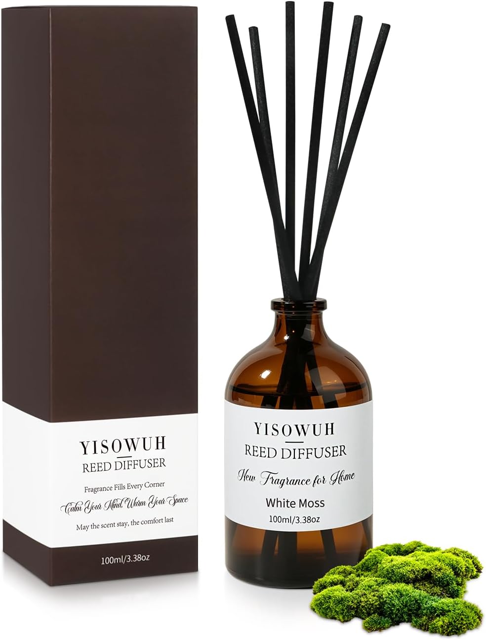 Reed Diffuser White Moss 3.38oz (100ml) Air Freshener with Sticks