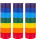 Mega Candles 3 pcs Unscented Multi Color Solid Pillar Chakra Candles, Hand Poured Premium Wax Candle 3 Inch x 9 Inch, 100% Cotton Wick, Positive Energy, Healing, Meditation, Relaxation, Reiki, Yoga
