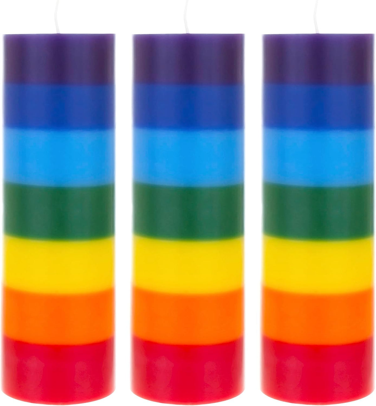 Mega Candles 3 pcs Unscented Multi Color Solid Pillar Chakra Candles, Hand Poured Premium Wax Candle 3 Inch x 9 Inch, 100% Cotton Wick, Positive Energy, Healing, Meditation, Relaxation, Reiki, Yoga