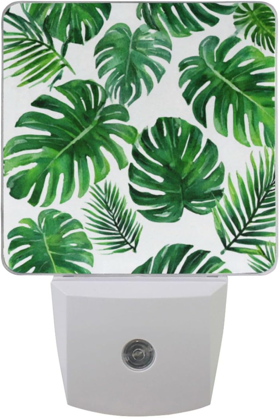 Vdsrup Summer Palm Leaves Night Light Set of 2 Tropical Jungle Plug-in LED Nightlights Auto Dusk-to-Dawn Sensor Lamp for Bedroom Bathroom Kitchen Hallway Stairs