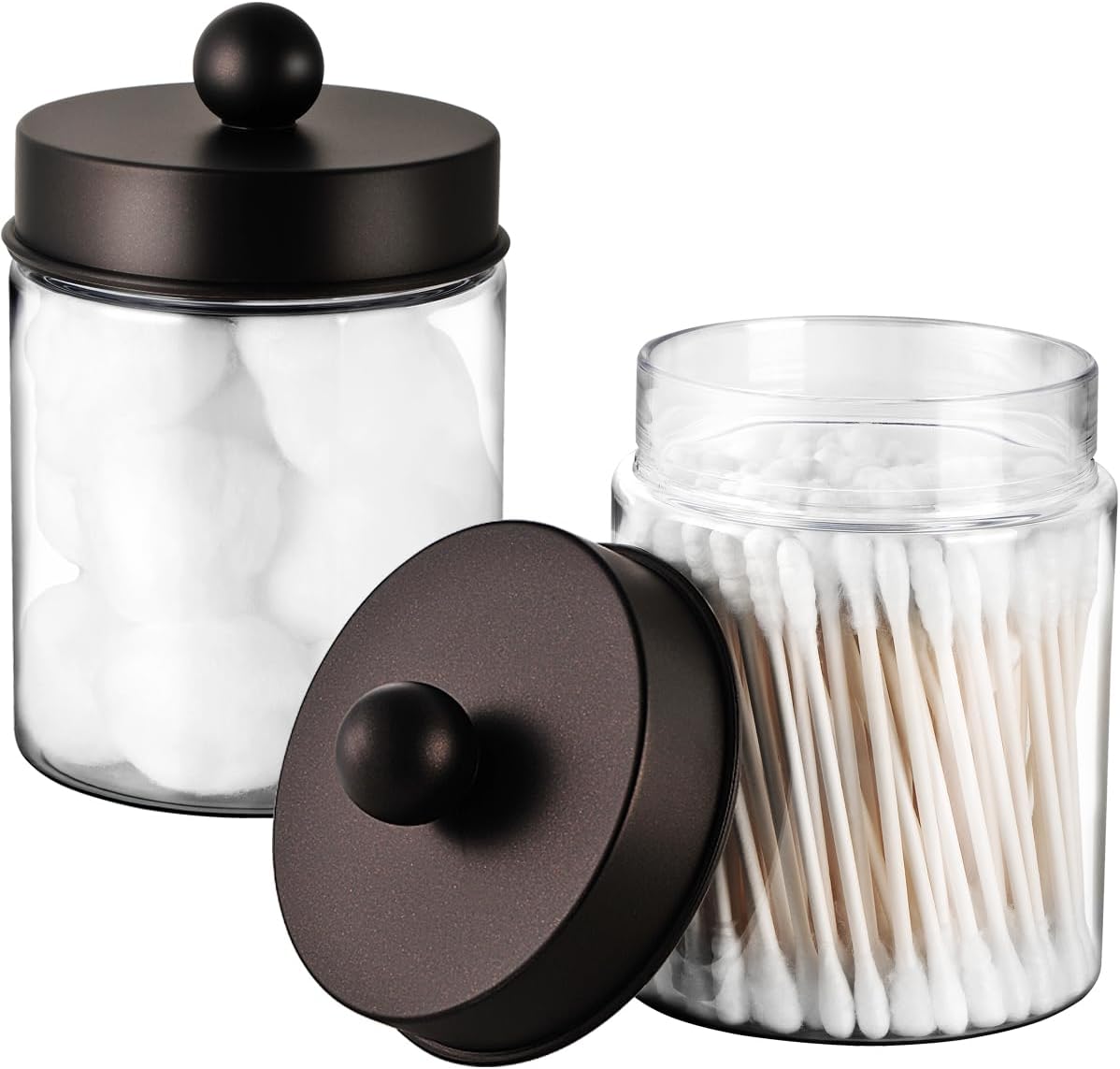 Amolliar Acrylic Apothecary Jar Bathroom Qtip Holder Bronze 2 Pack