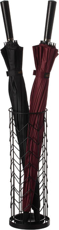 Vintiquewise Black Round Horizontal Design Umbrella Holder Stand for Indoor and Outdoor with Drip Water Tray