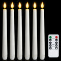 6 Pcs Flameless Taper Candles with Remote and Timer, 9.6 Inches Plastic LED Candlesticks, White Battery Operated Window Candles, for Home Wedding Christmas Party Decoration