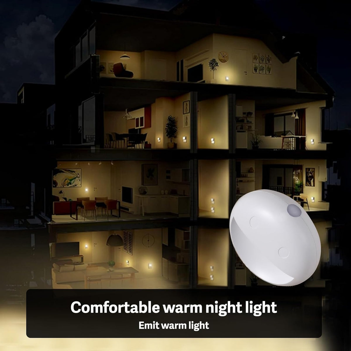 VAVOFO Plug in Night Light, 4 Pack, Smiley Face LED, Daylight White