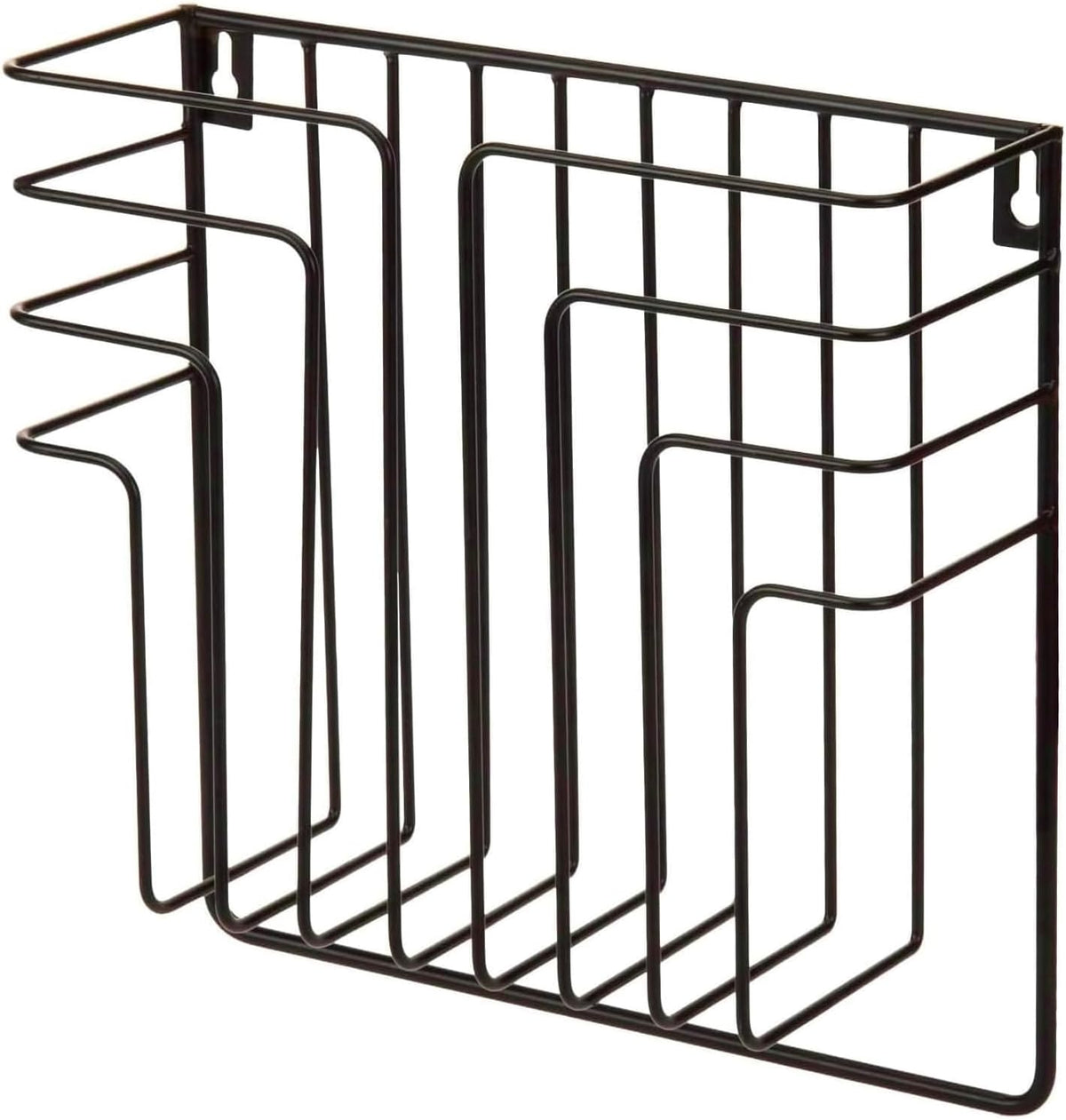 MyGift Black Metal Wire Wall Mounted Magazine File Holder Organizer Rack