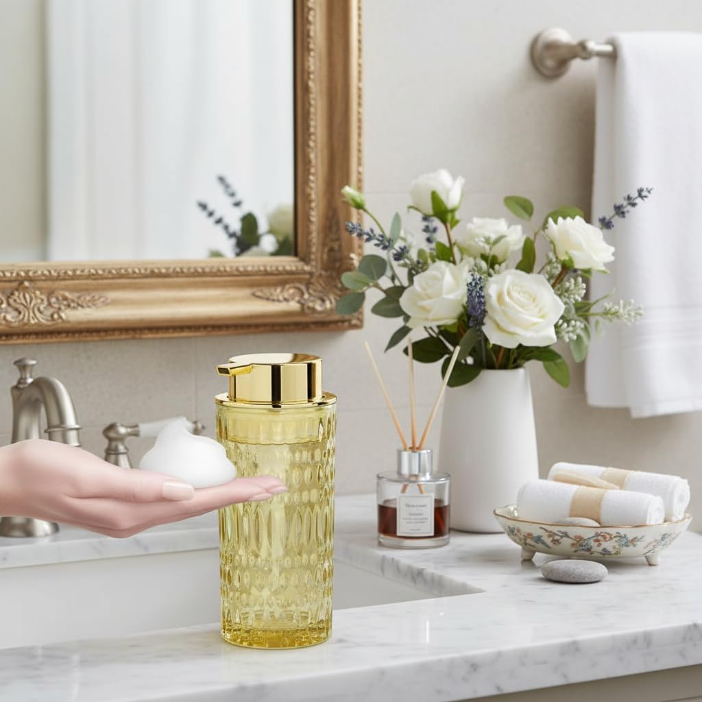 Amber Glass Foaming Soap Dispenser