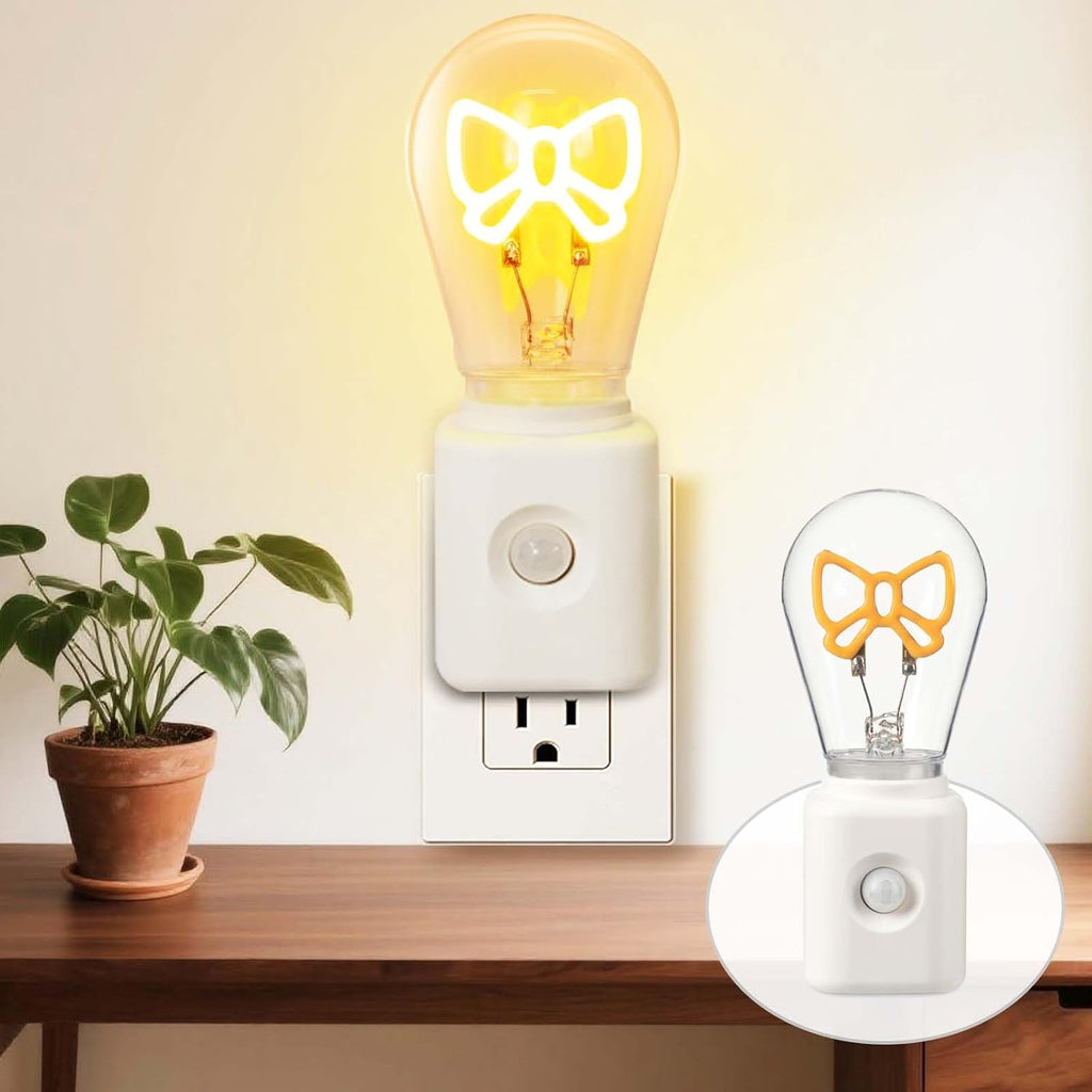 Motion Sensor Night Light Plug in, Dimmable 2200K Ultra Warm White, Filament Nightlight for Bedroom, Hallway and Stairway, Gift for Women, 1 Pack