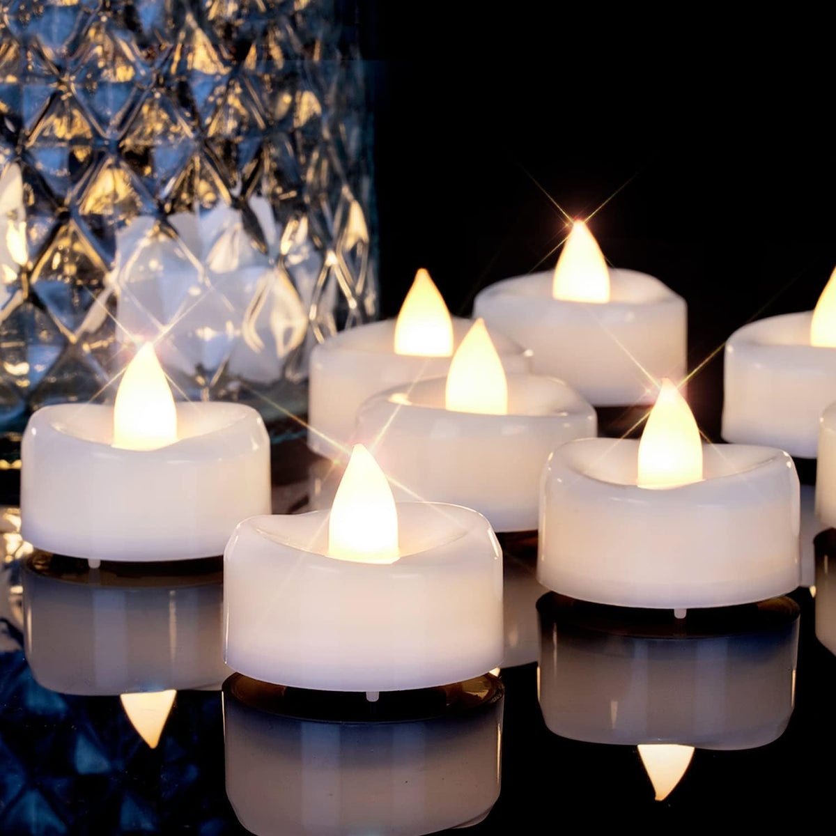 merrynights 12Pack Flameless Tealight Candles with Timer,6H Timer Built-in