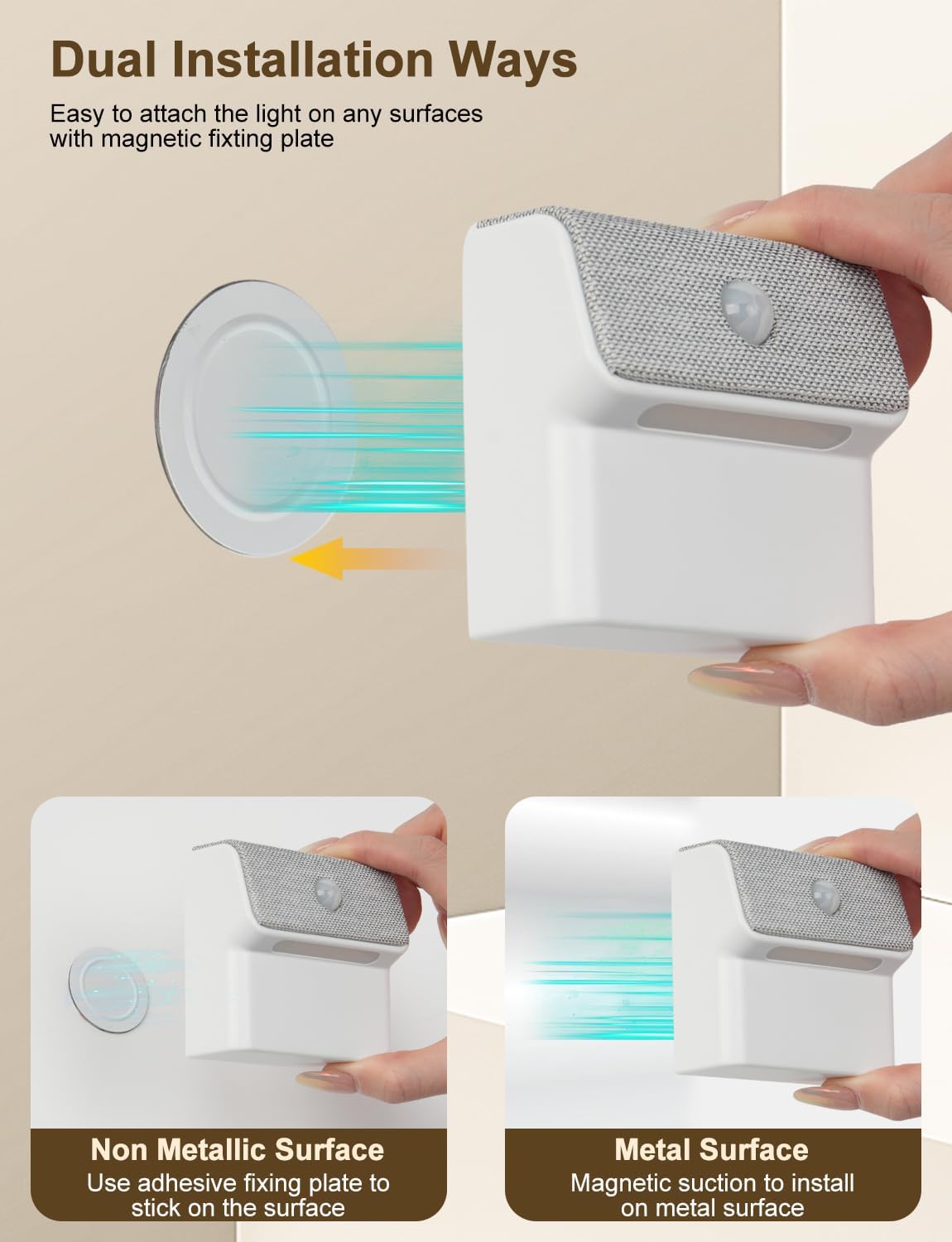 Linkage Stair Lights Motion Sensor Indoor, Magnetic Stick-On LED Wall Light, Dimmable Warm White Light, Rechargeable Motion Activated Light, for Hallway, Bedroom, Stairs, Kitchen