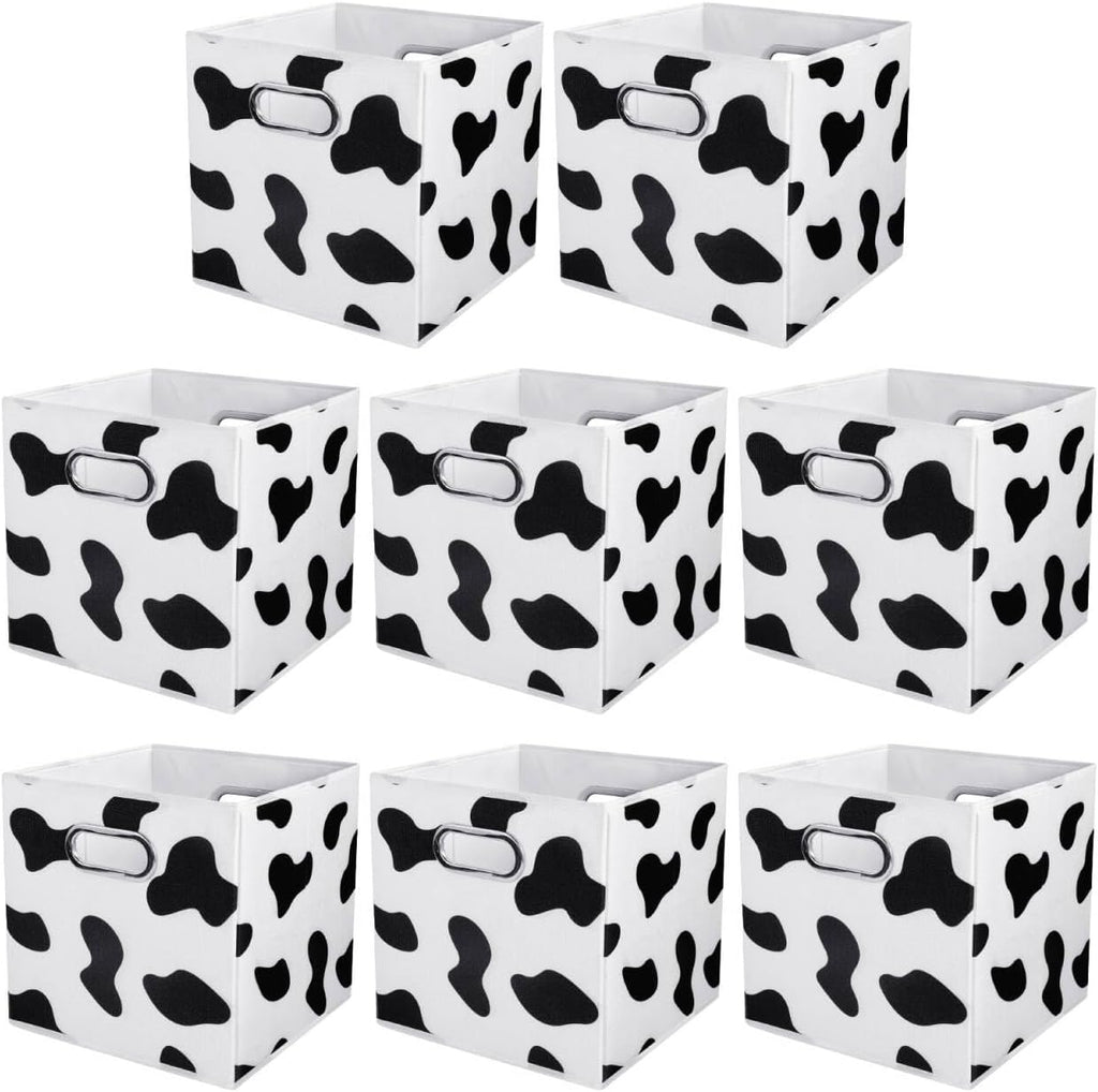 ANMINY Cow Print Cubes Fabric Storage Bins with Handles, 8 Pack 11"x11"x11"
