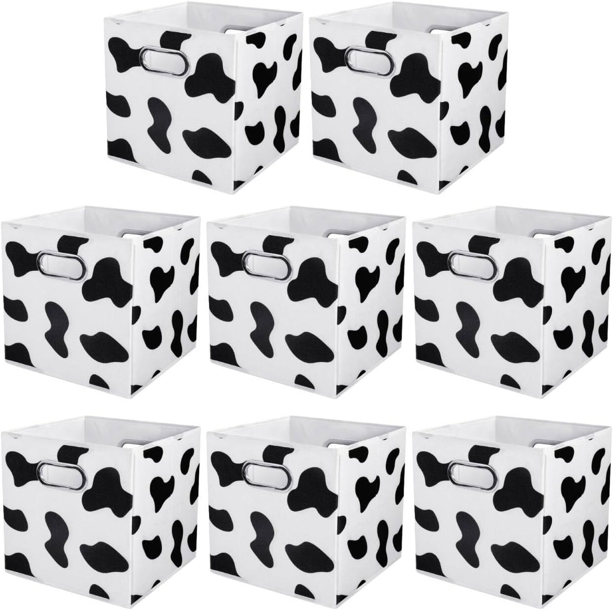 ANMINY Cow Print Cubes Fabric Storage Bins with Handles, 8 Pack 11"x11"x11"