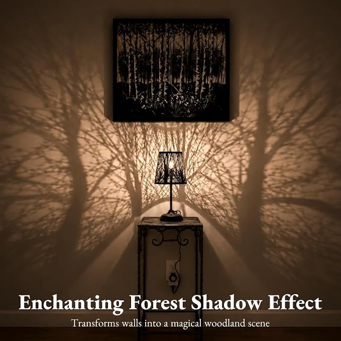 Touch Table Lamp, Tree Shadow Projection, 3-Level Dimmable Shadow Lamp