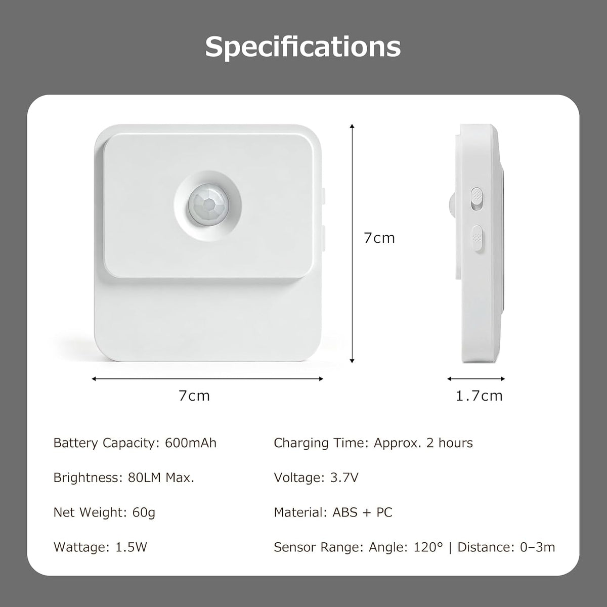 Backlit Cool White Rechargeable Motion Sensor LED Foot Light Auto On/Off