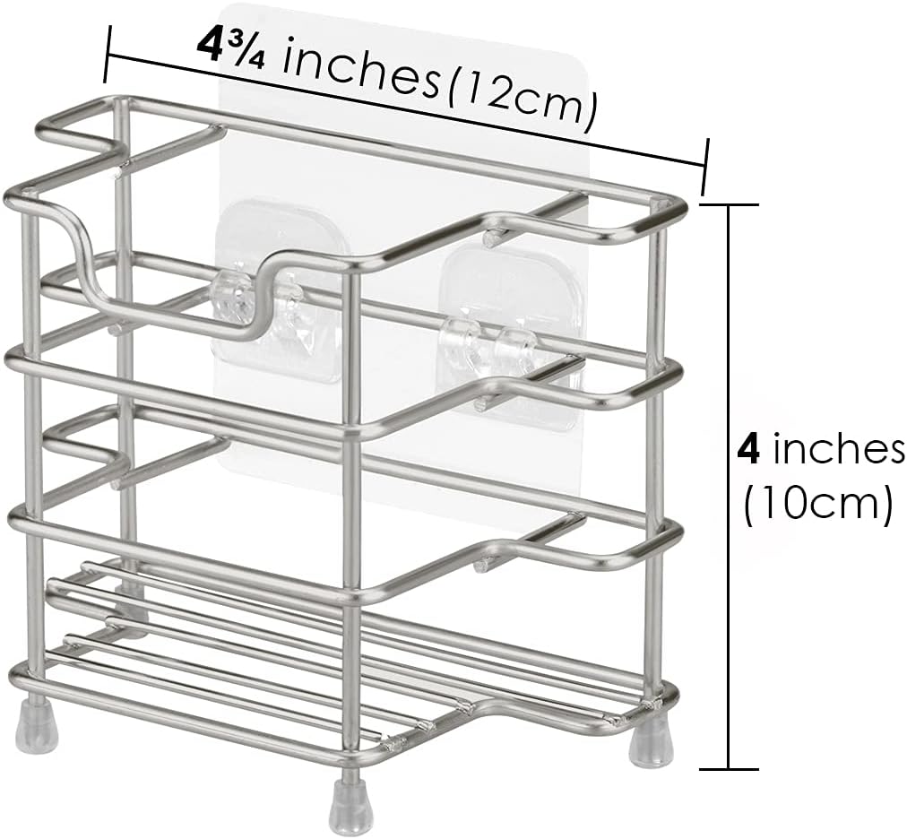 Linkidea Stainless Steel Self-Adhesive Toothbrush Holder, Countertop/Wall Mount 3 Slots Toothpaste Stand Organizer Compatible with Colgate Extra Clean, Oral-B CrossAction (Brushed Nickel)