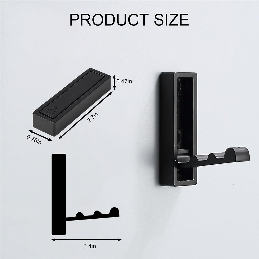 Foldable Black Wall Hooks 4 Pack,Heavy Duty Wall Hooks for Hanging Coats Towels Backpacks Bags Matte Black Towel Hooks in The Bathroom,Closet,Entryway,Pool and Kitchen. (Matte Black, 4)