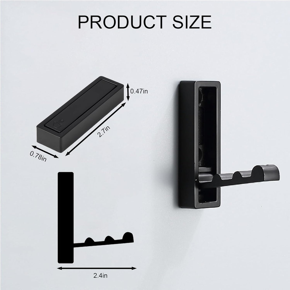 Foldable Black Wall Hooks 4 Pack,Heavy Duty Wall Hooks for Hanging Coats Towels Backpacks Bags Matte Black Towel Hooks in The Bathroom,Closet,Entryway,Pool and Kitchen. (Matte Black, 4)