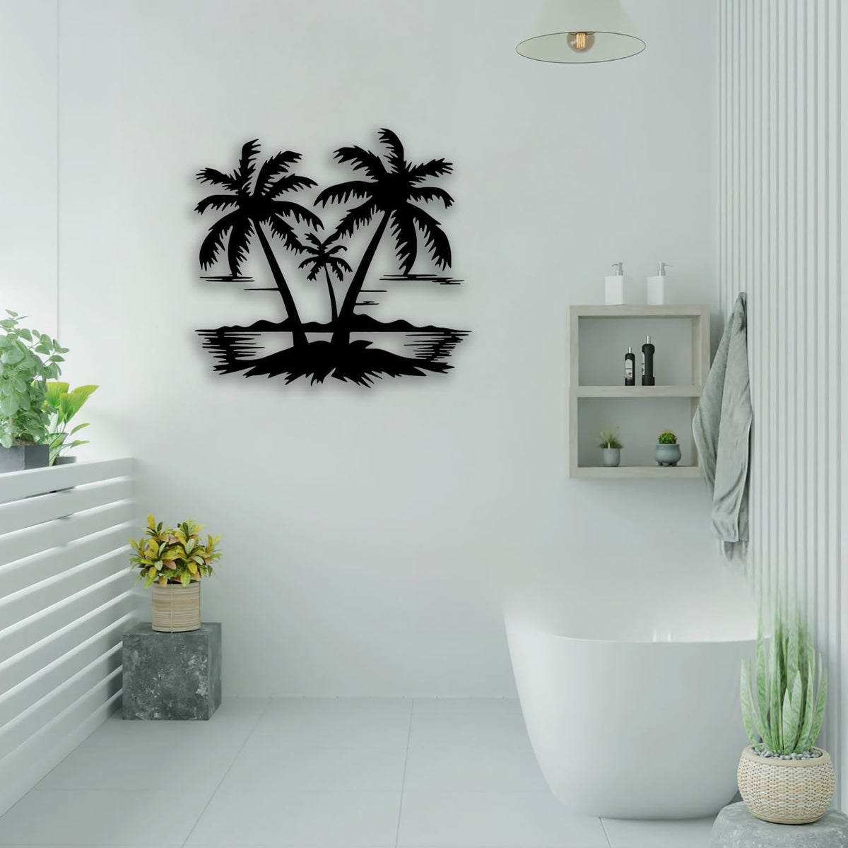 OPTYBVFD Tropical Palm Tree Metal Wall Decor - Room Decor Wall Art Home Decor for Living Room, Bedroom, Dining Room, Office, Coastal, Beach (Black)