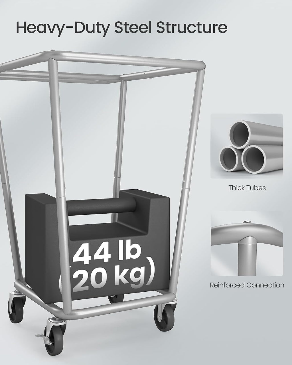 SONGMICS 1-Section Laundry Basket with Wheels, 34.3 Gallons (130 L) Hamper