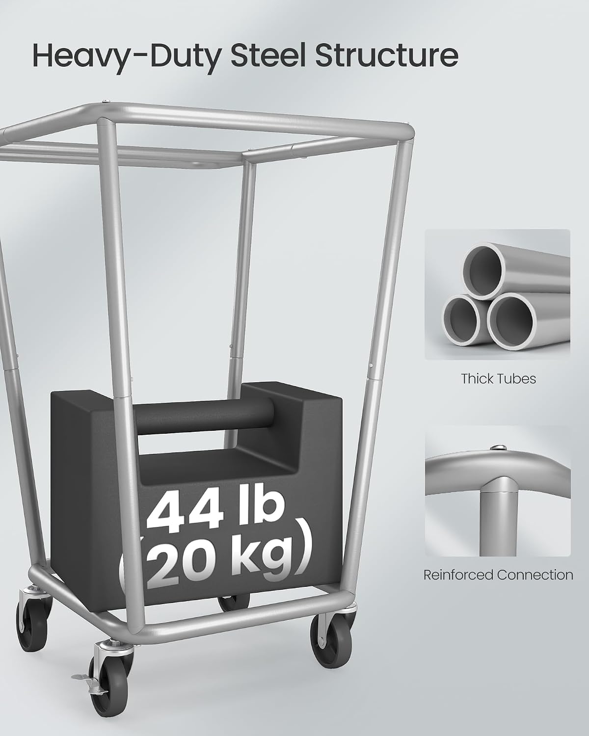 SONGMICS 1-Section Laundry Basket with Wheels, 34.3 Gallons (130 L) Hamper