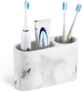 Luxspire 2 Slots Toothbrush and Toothpaste Holder, Resin, Gravel White