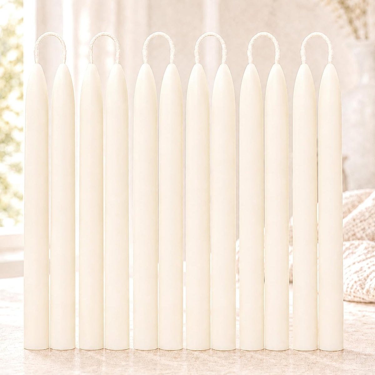 12 Pack 8 Inch 100% Pure Natural Beeswax White Taper Candles