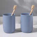 Toothbrush Holders for Bathrooms - 2 Cups Ceramic Toothbrush Toothpaste Holders Set, Blue Bathroom Tumbler Cups Reusable Toothbrush Mouthwash Cup, Bathroom Counter Organizer.