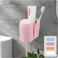 Toothbrush Holders for Bathrooms Toothbrush Holders Wall Mounted BPA-Free Tooth Brush Holder with Toothbrush Cup Drilling-Free (Pink)