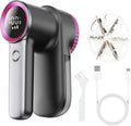 Rechargeable Fabric Shaver & Lint Remover, Electric Sweater Defuzzer with 3 Speeds, 6 Leaf Blades, LED Display & Type-C Fast Charging, Lint Shaver for Clothes, Furniture, Sweater, Couch