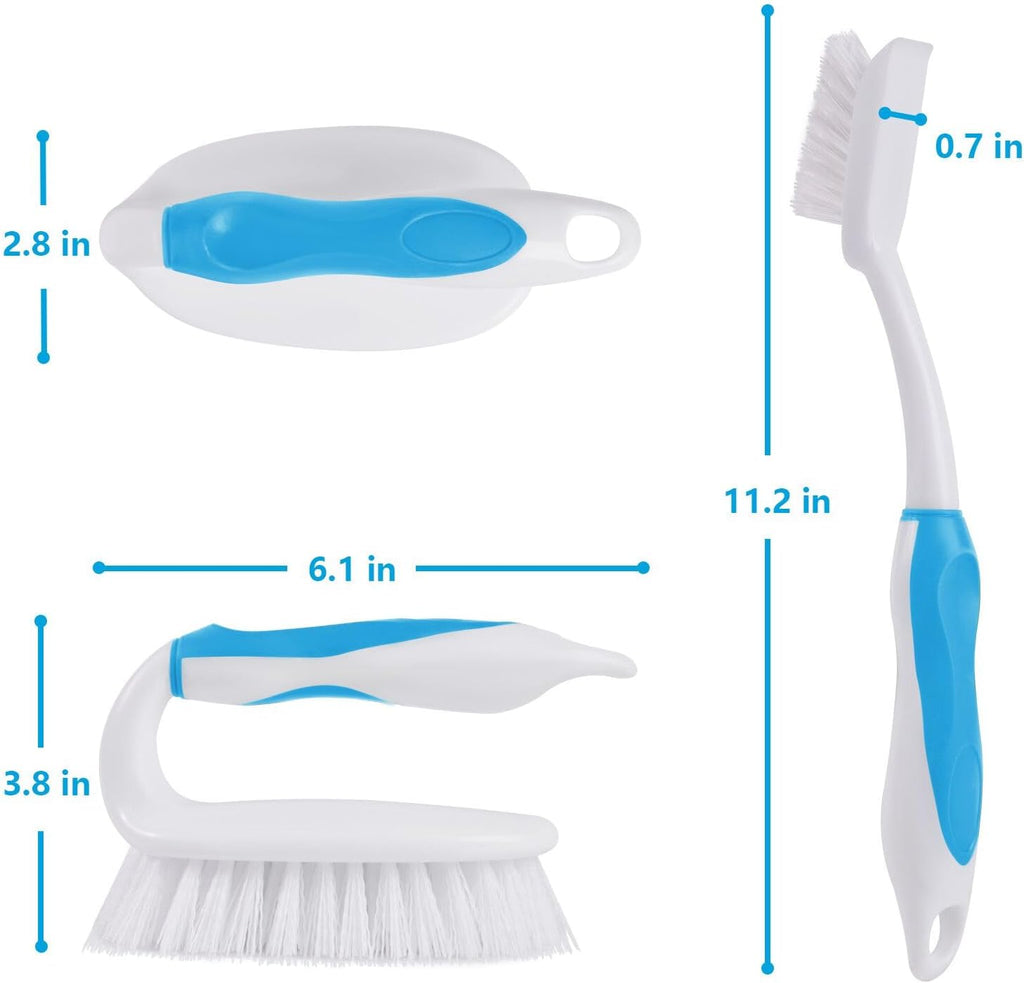 Scrub Brush Set, 4 Pack Deep Cleaning Brush Kit, Blue
