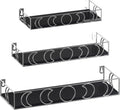 Moon Phase Wall Shelf, 3 Silver Side Black Base Floating Shelves