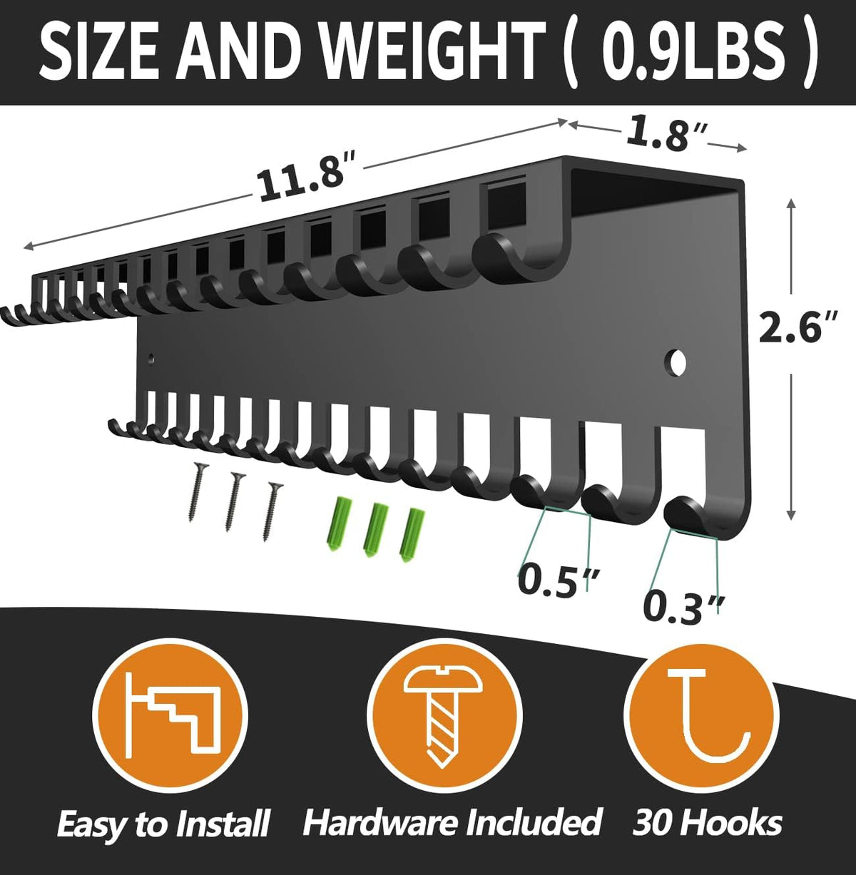Necklace Jewelry Holder Wall Hanging Organizer Hangers Storage Mounted Shelf with 56 Hooks Tray Display Girls Women Metal Door Earring Mount Key Chains Rack (Black)