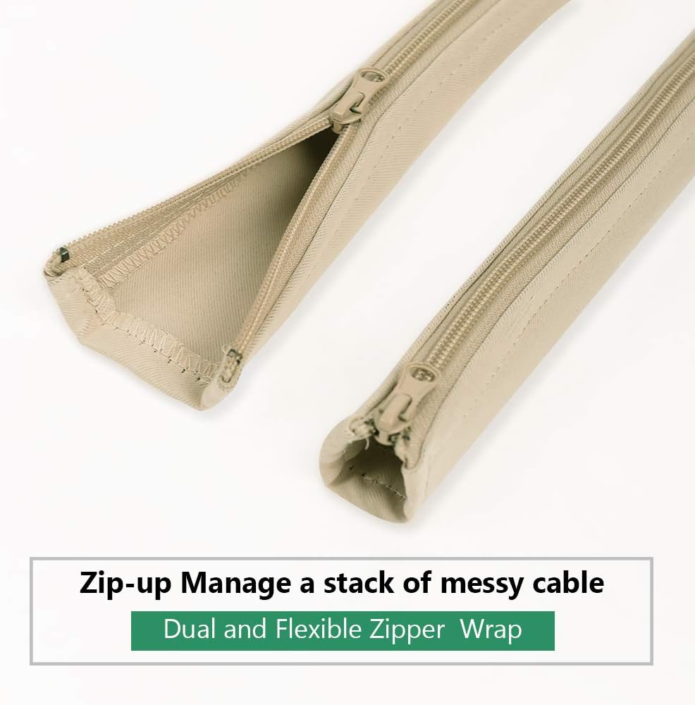 StangH Cable Management kit Sleeve Organizer, 19 Inch, 4 Pieces -Beige