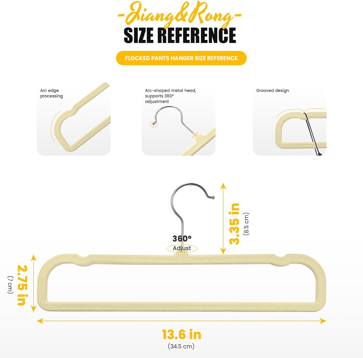 Jiang&Rong 30-Pack Velvet Pants Hangers (Beige)