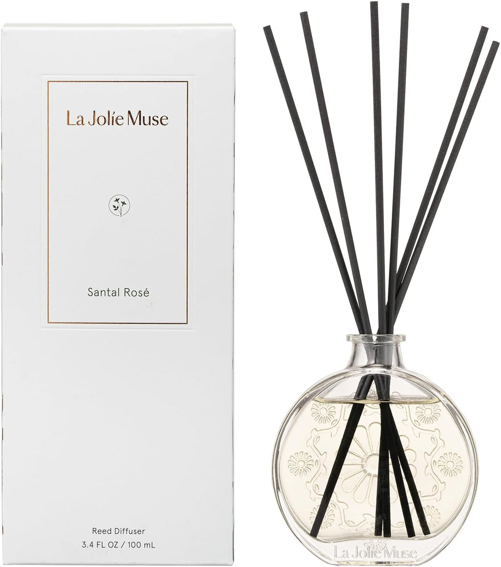 LA JOLIE MUSE Santal Rosé Reed Diffuser, Scented Room Diffuser Set for Home