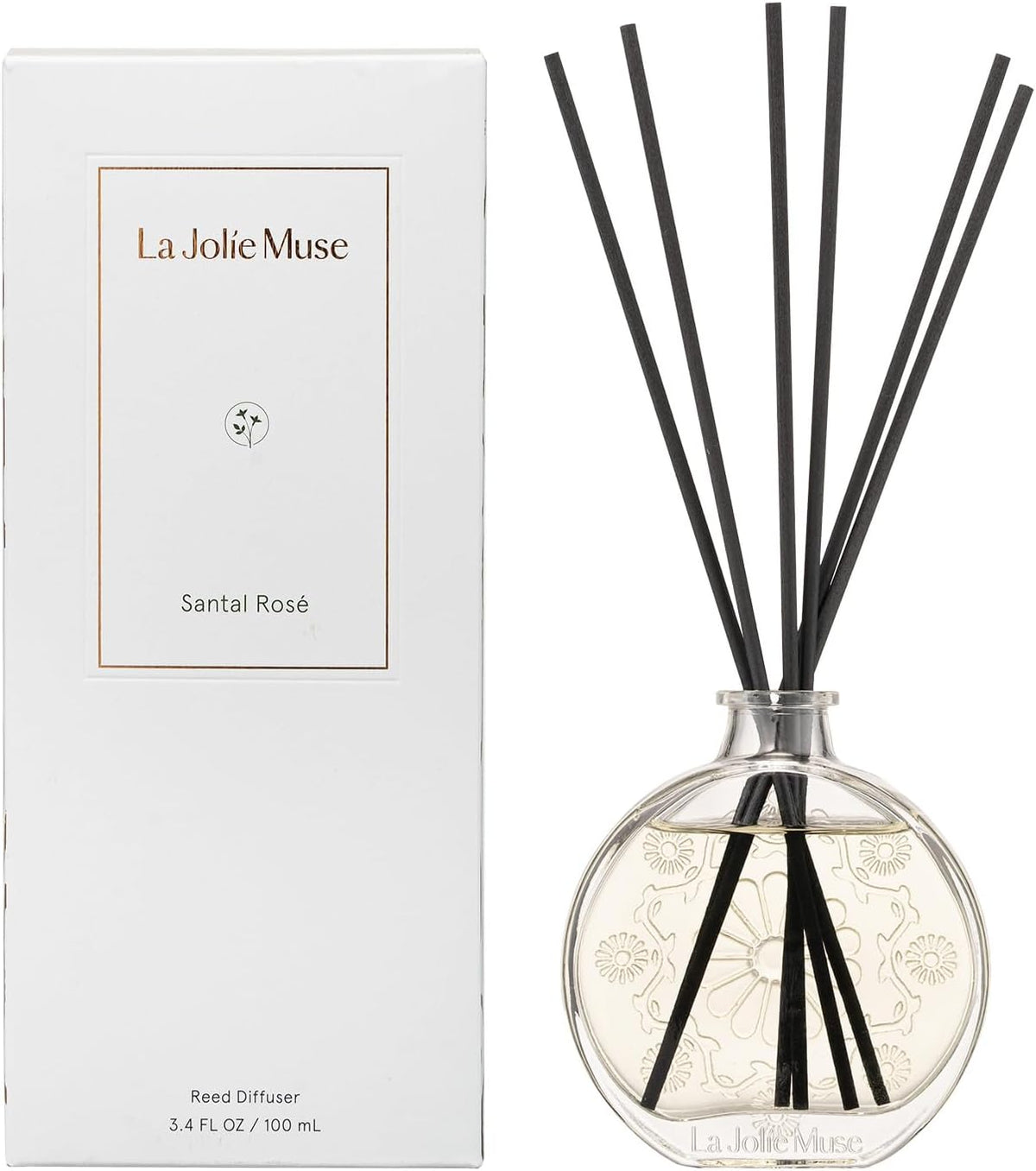 LA JOLIE MUSE Santal Rosé Reed Diffuser, Scented Room Diffuser Set for Home