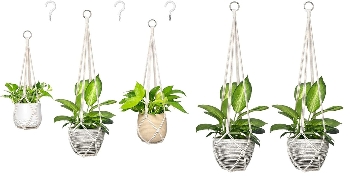 Dahey Macrame Plant Hanger Set of 3 with Hooks Indoor Hanging Planter Basket 35"/29"/23" and Set of 2 Macrame Plant Hanger Indoor Hanging Planter Basket